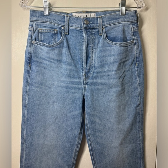 Frank & Eileen Monaghan Button Fly High Rise Raw Hem Straight Leg Mom Jeans 28 - Picture 5 of 16
